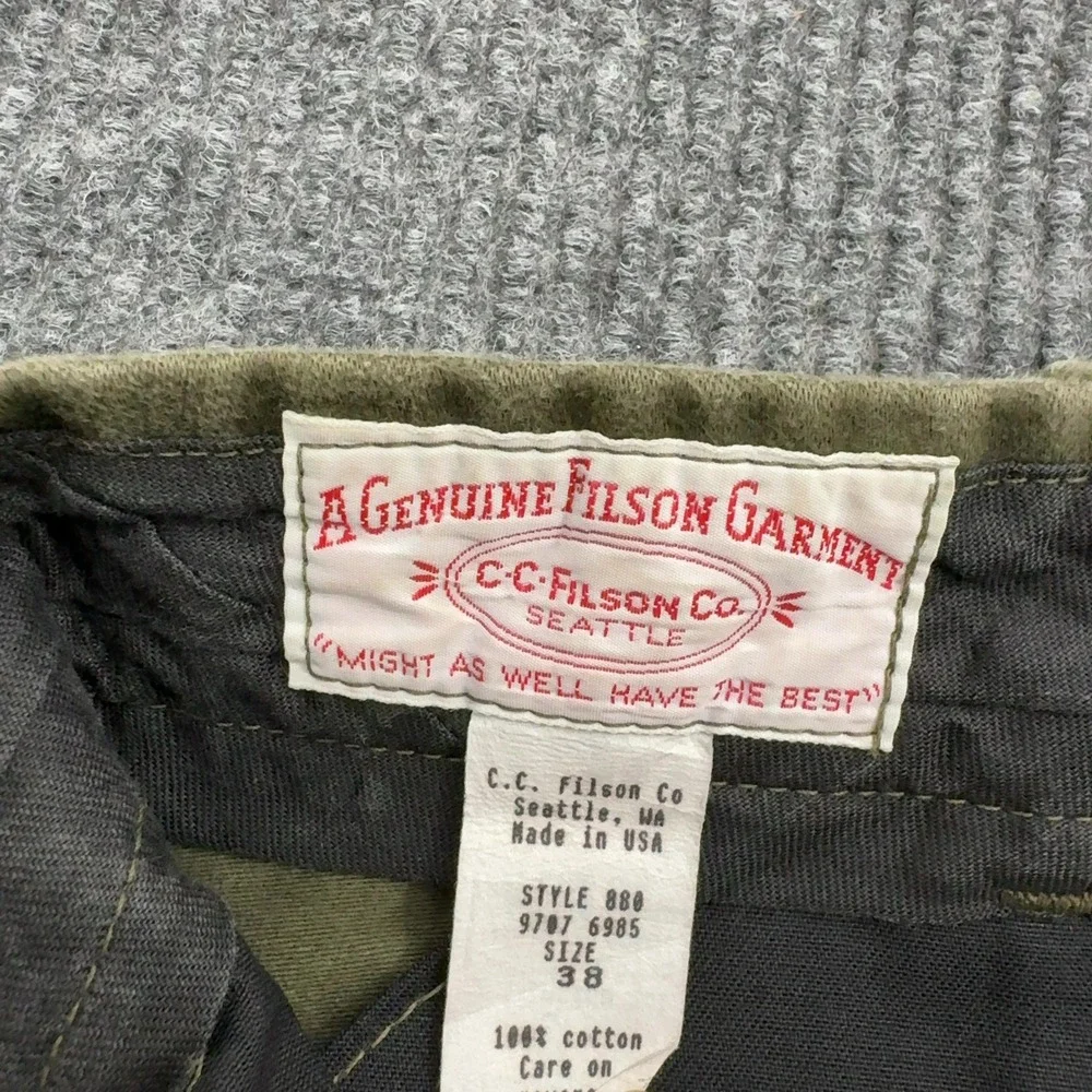 Vintage Filson Pants Mens 38 Green Cotton Moleskin Straight Leg Workwear Outdoor
